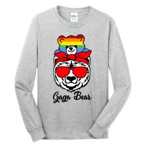 Gaga Bear Proud Gaga Rainbow Flag Lgbt Pride Mothers Day Gift Tall Long Sleeve T-Shirt