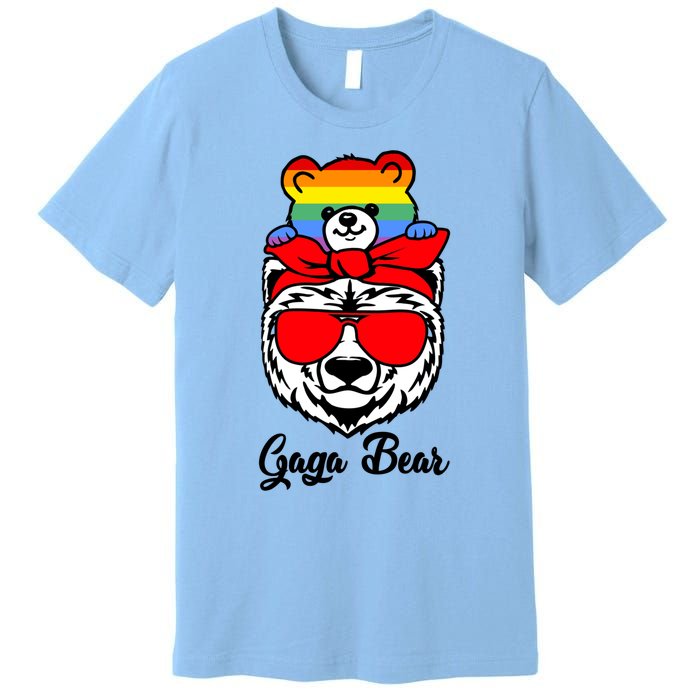 Gaga Bear Proud Gaga Rainbow Flag Lgbt Pride Mothers Day Gift Premium T-Shirt