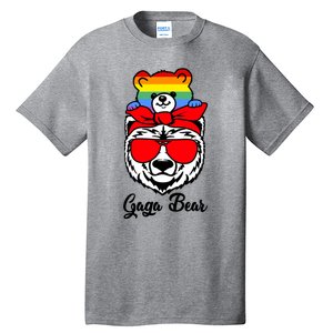 Gaga Bear Proud Gaga Rainbow Flag Lgbt Pride Mothers Day Gift Tall T-Shirt