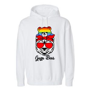 Gaga Bear Proud Gaga Rainbow Flag Lgbt Pride Mothers Day Gift Garment-Dyed Fleece Hoodie