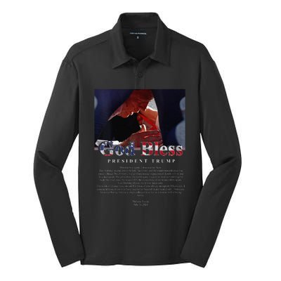 God Bless President Trump And First Lady Melania Trump Silk Touch Performance Long Sleeve Polo