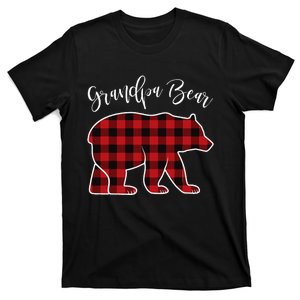 Grandpa Bear Pajama Red Buffalo Xmas Funny Family Christmas T-Shirt