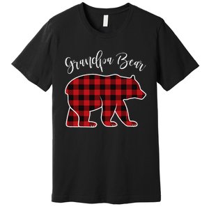 Grandpa Bear Pajama Red Buffalo Xmas Funny Family Christmas Premium T-Shirt