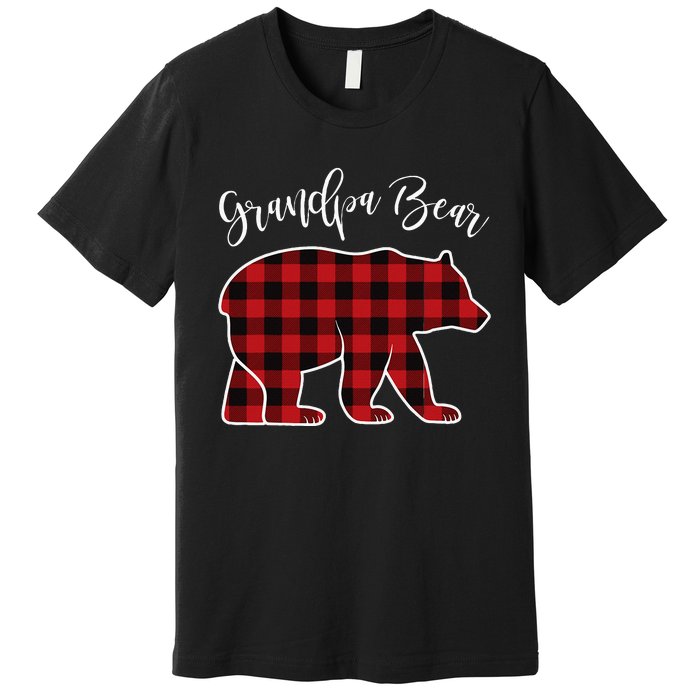 Grandpa Bear Pajama Red Buffalo Xmas Funny Family Christmas Premium T-Shirt