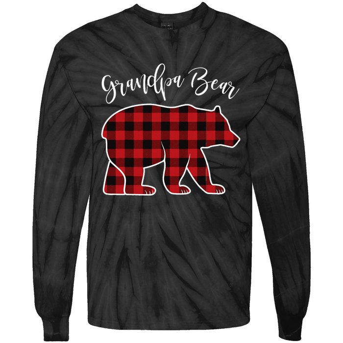 Grandpa Bear Pajama Red Buffalo Xmas Funny Family Christmas Tie-Dye Long Sleeve Shirt