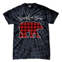 Grandpa Bear Pajama Red Buffalo Xmas Funny Family Christmas Tie-Dye T-Shirt