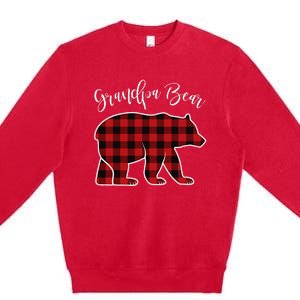 Grandpa Bear Pajama Red Buffalo Xmas Funny Family Christmas Premium Crewneck Sweatshirt