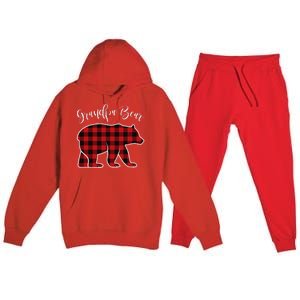 Grandpa Bear Pajama Red Buffalo Xmas Funny Family Christmas Premium Hooded Sweatsuit Set