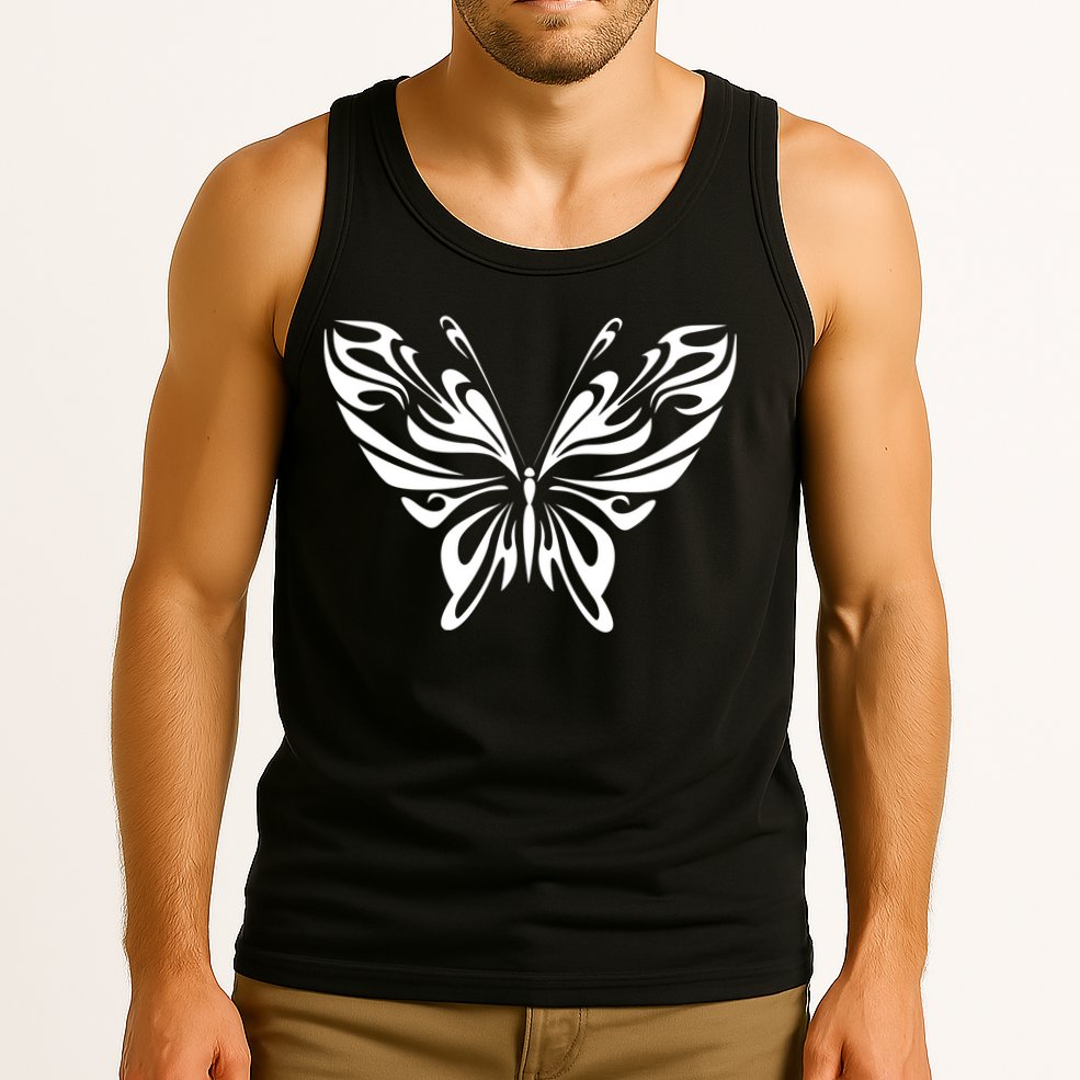 Grunge Butterfly Pattern Tank Top
