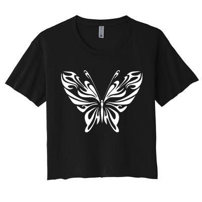 Grunge Butterfly Pattern Crop Top