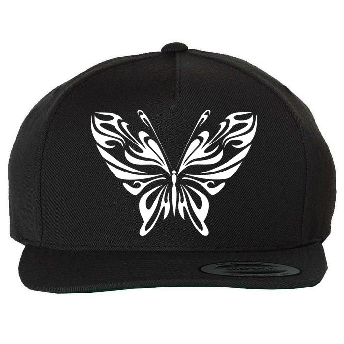 Grunge Butterfly Pattern Wool Snapback Cap
