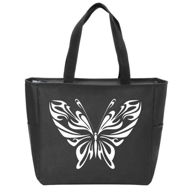 Grunge Butterfly Pattern Zip Tote Bag
