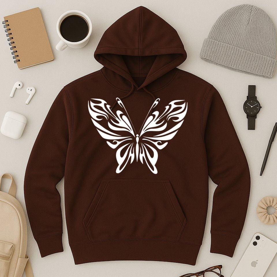 Grunge Butterfly Pattern Hoodie
