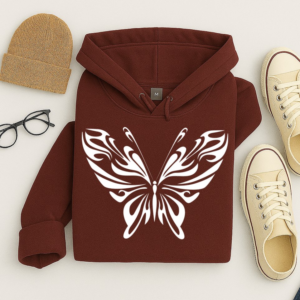 Grunge Butterfly Pattern Hoodie