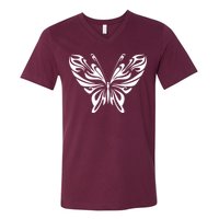Grunge Butterfly Pattern V-Neck T-Shirt