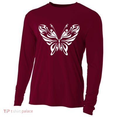 Grunge Butterfly Pattern Cooling Performance Long Sleeve Crew