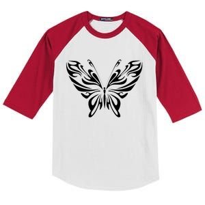 Grunge Butterfly Pattern Kids Colorblock Raglan Jersey