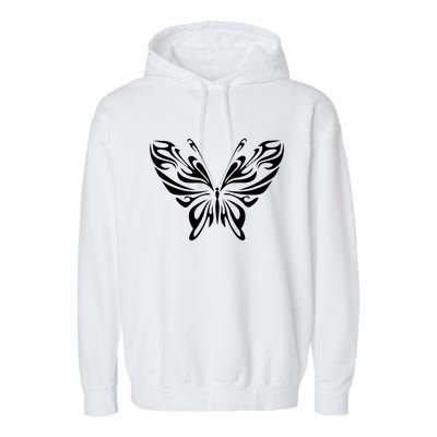 Grunge Butterfly Pattern Garment-Dyed Fleece Hoodie