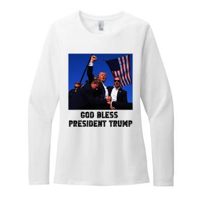 God Bless President Trump 2024 Support Womens CVC Long Sleeve Shirt