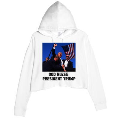 God Bless President Trump 2024 Support Crop Fleece Hoodie