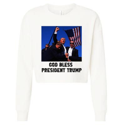 God Bless President Trump 2024 Support Cropped Pullover Crew