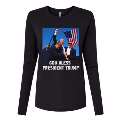 God Bless President Trump 2024 Patriot Womens Cotton Relaxed Long Sleeve T-Shirt