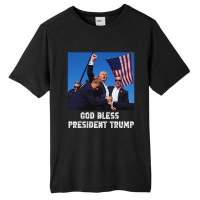 God Bless President Trump 2024 Patriot Tall Fusion ChromaSoft Performance T-Shirt