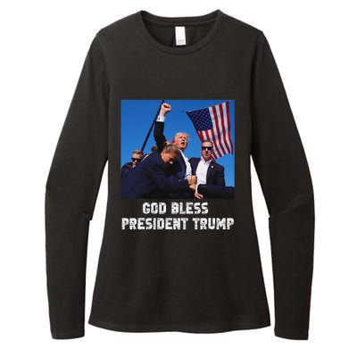 God Bless President Trump 2024 Patriot Womens CVC Long Sleeve Shirt