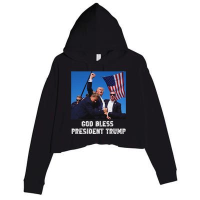 God Bless President Trump 2024 Patriot Crop Fleece Hoodie