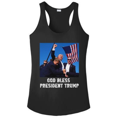 God Bless President Trump 2024 Patriot Ladies PosiCharge Competitor Racerback Tank