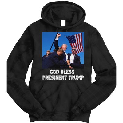 God Bless President Trump 2024 Patriot Tie Dye Hoodie