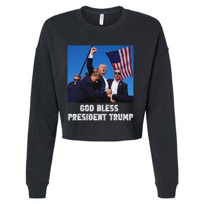 God Bless President Trump 2024 Patriot Cropped Pullover Crew