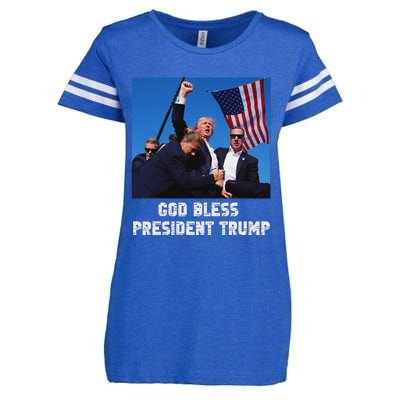 God Bless President Trump 2024 Patriot Enza Ladies Jersey Football T-Shirt