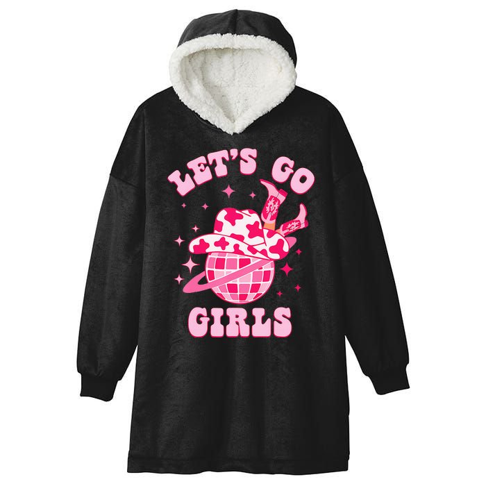 Groovy Bachelorette Party Lets Go Western Cowgirl Hooded Wearable Blanket