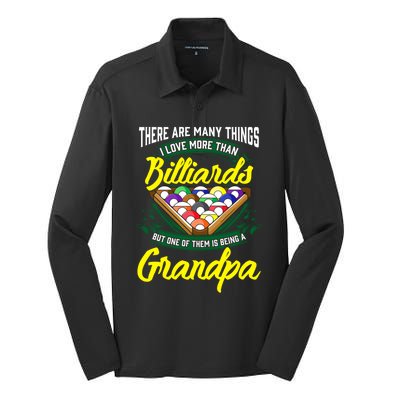 Grandpa Billiards Pool Game Player Ball Stick Papa Gift Cool Gift Silk Touch Performance Long Sleeve Polo