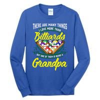 Grandpa Billiards Pool Game Player Ball Stick Papa Gift Cool Gift Tall Long Sleeve T-Shirt