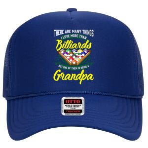 Grandpa Billiards Pool Game Player Ball Stick Papa Gift Cool Gift High Crown Mesh Back Trucker Hat