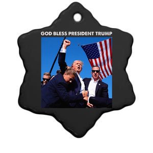 God Bless President Trump Shooting At Donald Trump Rally Ceramic Star Ornament