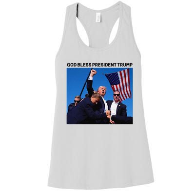 God Bless President Trump Shooting At Donald Trump Rally Women's Racerback Tank