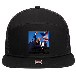 God Bless President Trump Donald Trump 2024 7 Panel Mesh Trucker Snapback Hat