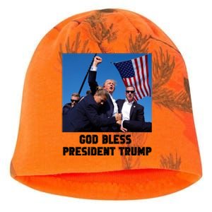 God Bless President Trump Donald Trump 2024 Kati - Camo Knit Beanie