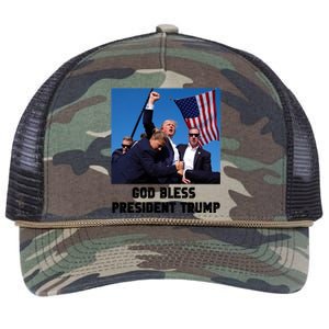 God Bless President Trump Donald Trump 2024 Retro Rope Trucker Hat Cap