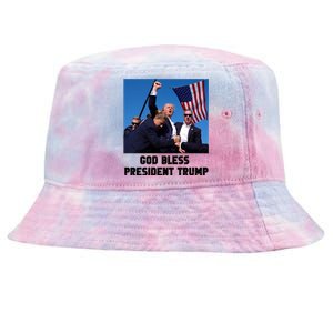 God Bless President Trump Donald Trump 2024 Tie-Dyed Bucket Hat