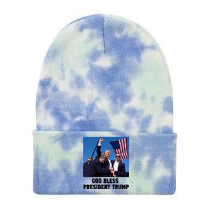 God Bless President Trump Donald Trump 2024 Tie Dye 12in Knit Beanie