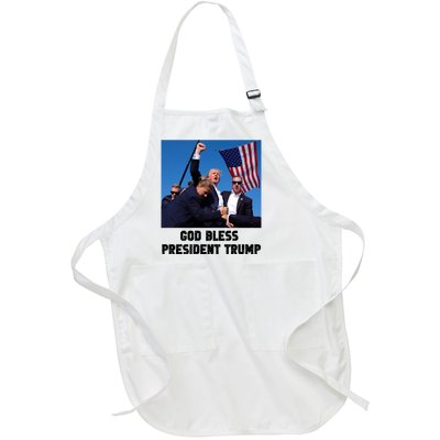 God Bless President Trump Donald Trump 2024 Full-Length Apron With Pockets