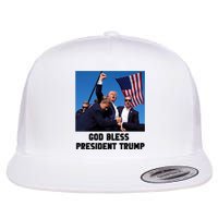 God Bless President Trump Donald Trump 2024 Flat Bill Trucker Hat