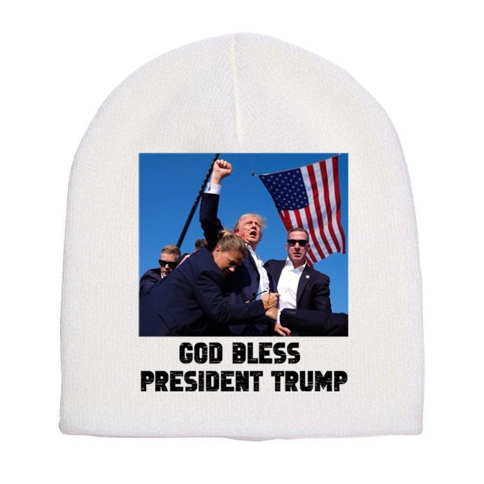 God Bless President Trump Donald Trump 2024 Short Acrylic Beanie