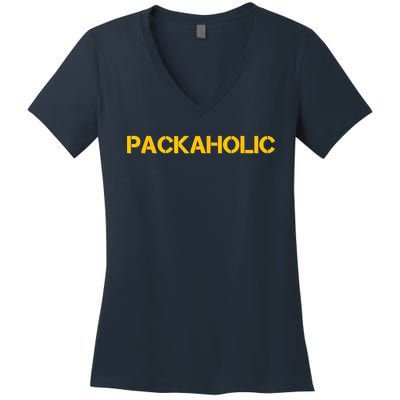 Green Bay Packaholic Women's V-Neck T-Shirt