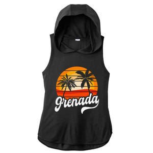 Grenada Beach Palm Tree Grenadian Vacation Ladies PosiCharge Tri-Blend Wicking Draft Hoodie Tank