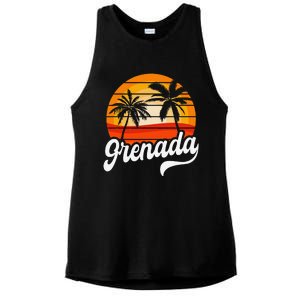 Grenada Beach Palm Tree Grenadian Vacation Ladies PosiCharge Tri-Blend Wicking Tank